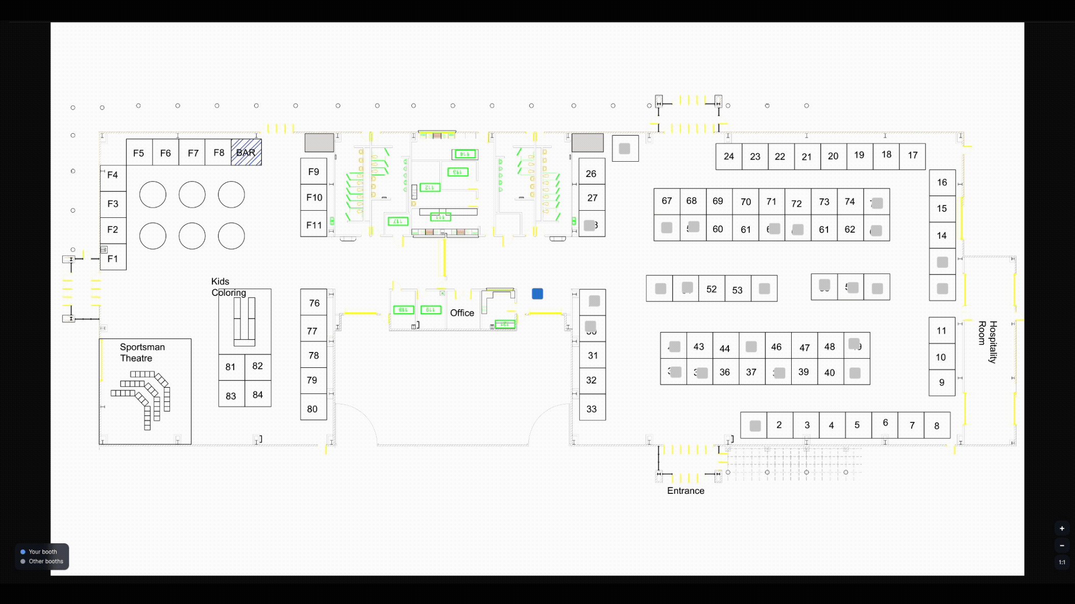 Vendor sees their confirmed booth number on the live floor plan
